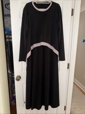 Women's Black Dress with Light Pink Trim